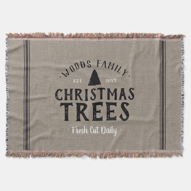 Couverture Arbre de Noël monogramme ferme sac de céréales (Devant)