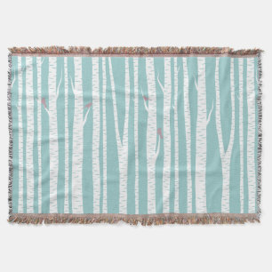 Couverture Arbres de bouleau avec des oiseaux