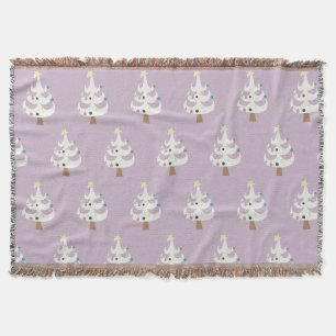 Couverture Arbres de Noël blanc et lunatique sur violet