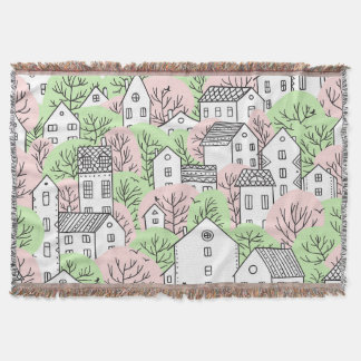 Couverture Arbres, maisons, paysage de la ville de printemps