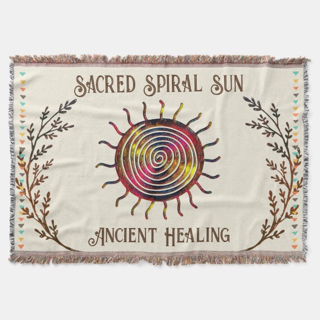 Couverture Arc en arc-en-ciel solaire mou Boho beige (Devant)
