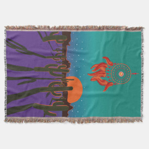 Couverture Arizona Desert at Night avec Orange Dream Catcher
