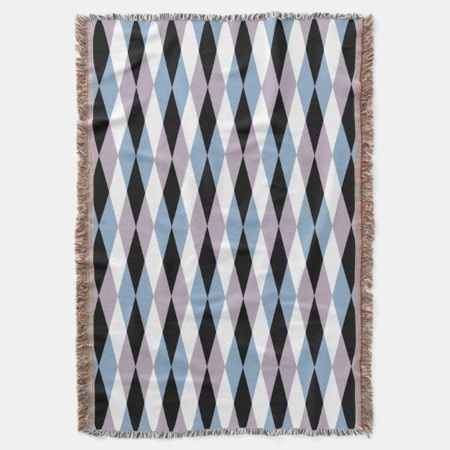 Couverture Arlequin Diamond Motif - Bleu et Dusty Lilac (devant Vertical)
