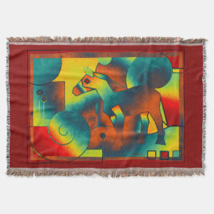 Couverture ART Abstrait - A HORSE - bleu rouge jaune