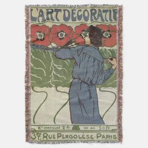 Couverture Art Nouveau vintage, Artiste peignant des fleurs d