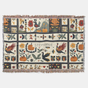 Couverture Art populaire Motif de courtepointe d'automne Ré