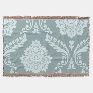 Couverture Art Rococo Damassé I Bleu Canard + Sarcelle