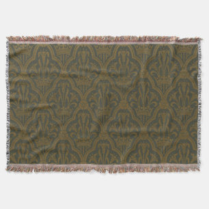 Couverture Audsley Or Vintage Gold Lily Couronne Vert Damassé