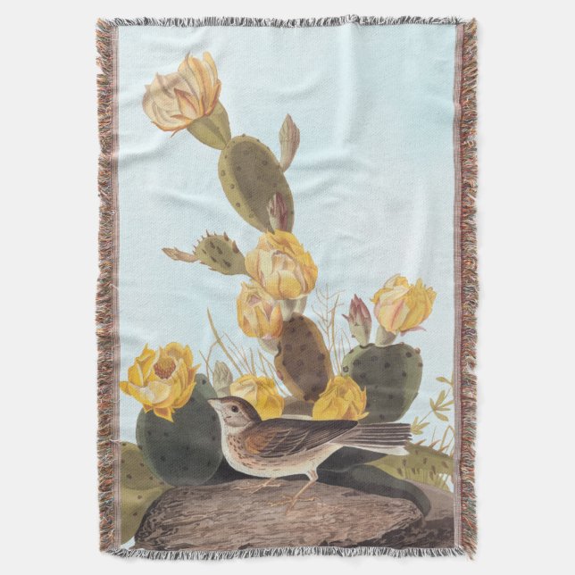 Couverture Audubon Vesper Sparrow et Prickly Pear Cactus (devant Vertical)