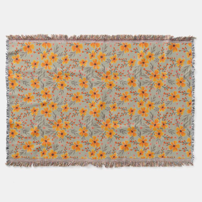 Couverture Automne Automne Floral Motif Sage Vert (Devant)
