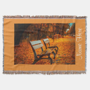 Couverture Automne Automne Parc Paisible Banc Lancer Blanche