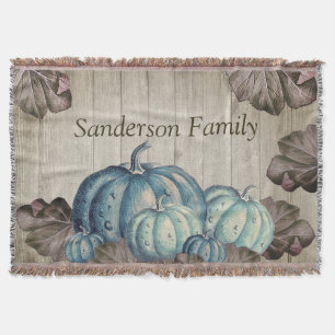 Couverture Automne Bleu Citrouille Russe Cute Gray Bois