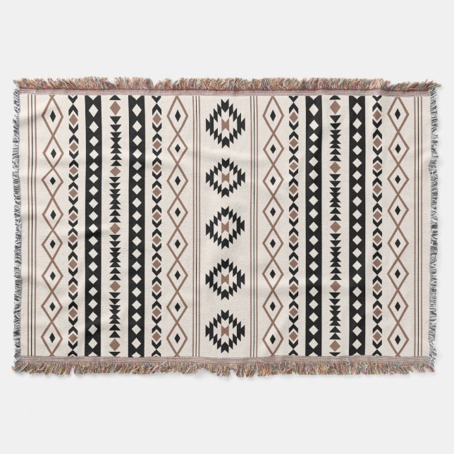 Couverture Aztec Brown Crème Noire Mixte Motifs Motif (Devant)