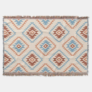 Couverture Aztec Style Motif Big Motif Blue Crm Terracottas