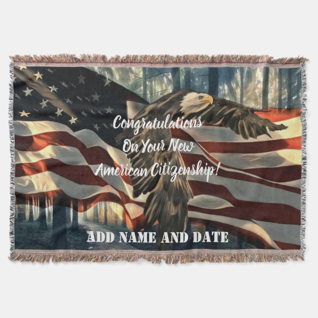 Couverture Bald Eagle drapeau américain Nouvelle citoyenneté (Devant)