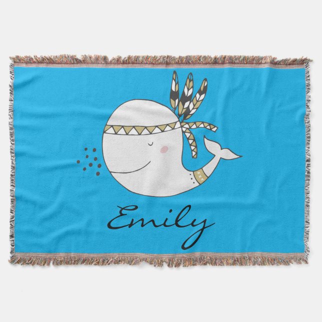 Couverture Baleine de Boho nordique personnalisée (Devant)
