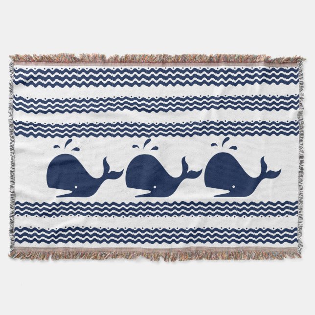 Couverture Baleine et vagues Coutume bleu et blanc (Devant)