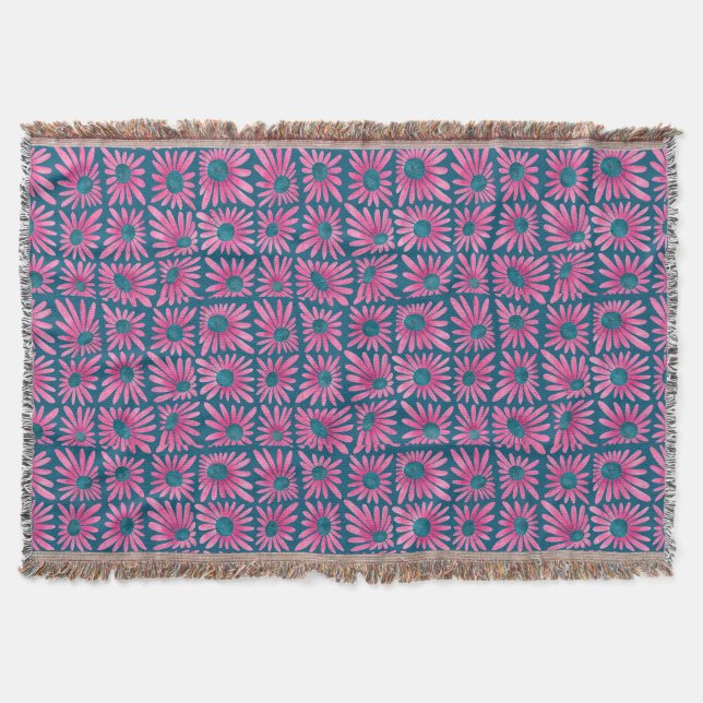 Couverture Barrage floral moderne imprimé rose marguerite (Devant)