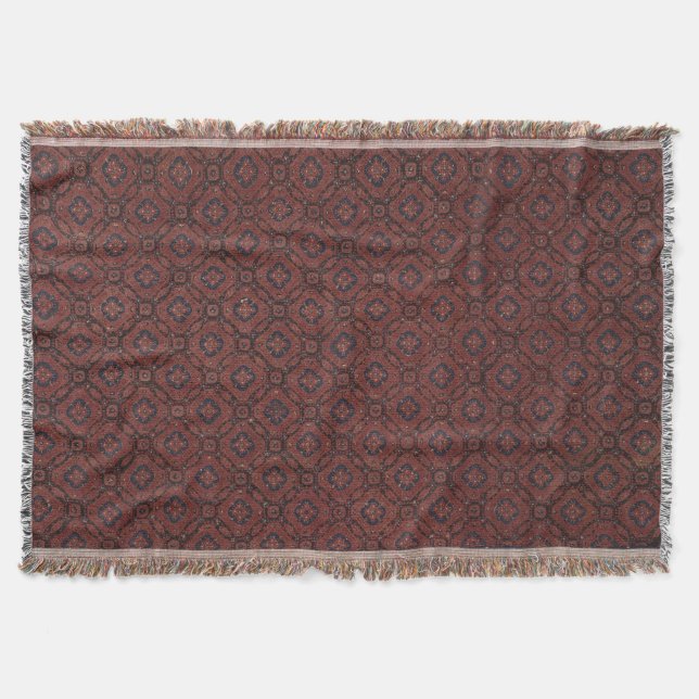 Couverture Batik Floral Rouge & Bleu Étonnant Lancer la couve (Devant)