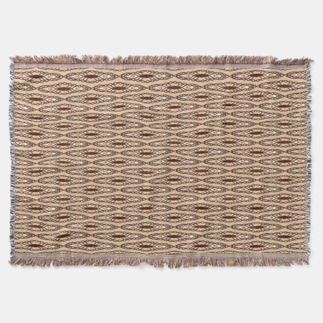 Couverture Batik Tribal - Tan, Brown foncé et crème (Devant)
