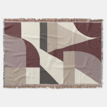 Bauhaus Abstrait Géométrique Bourgogne Marron Jeté