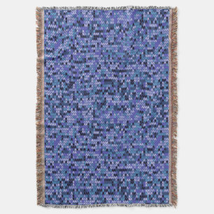 Couverture Beau, motif tricot, tricoté, bleu et