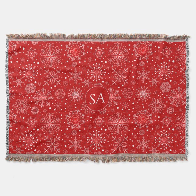 Couverture Beaux Snowflakes sur Noël Arrière - plan rouge (Devant)