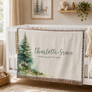Couverture bébé bois neutre beige forêt