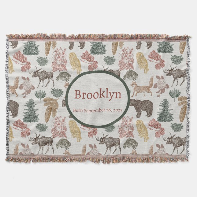 Couverture Bébé d'animaux de bois - Ours rustiques, renards,  (Devant)