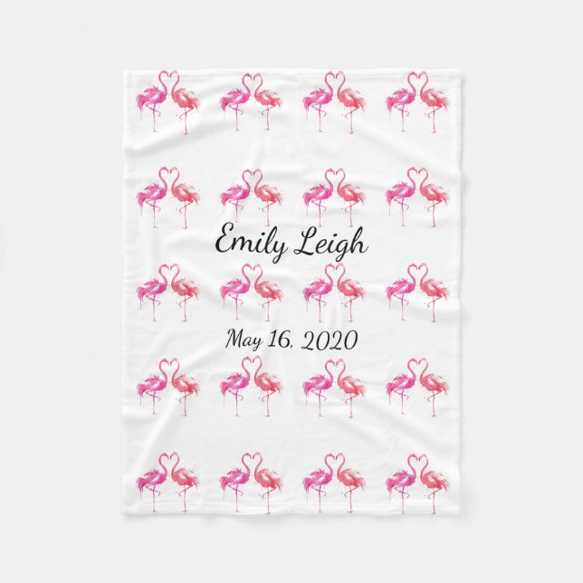 couverture bébé flamingo monogrammée (Devant)