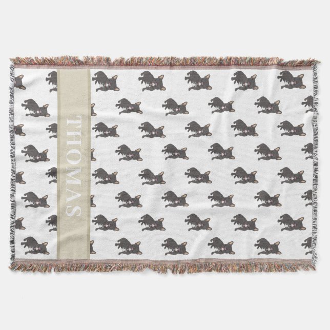 Couverture bébé Frenchie personnalisée (brun tigré (Devant)