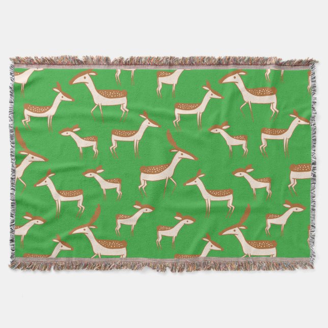 Couverture Bébé mignon cerf et famille sur vert clair (Devant)