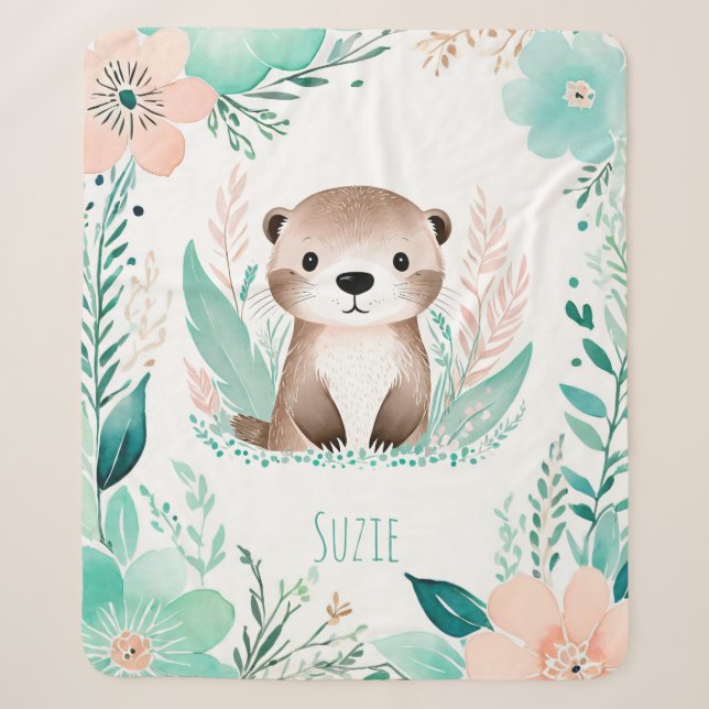 Couverture bébé Sherpa personnalisée - Design Boho (Devant)