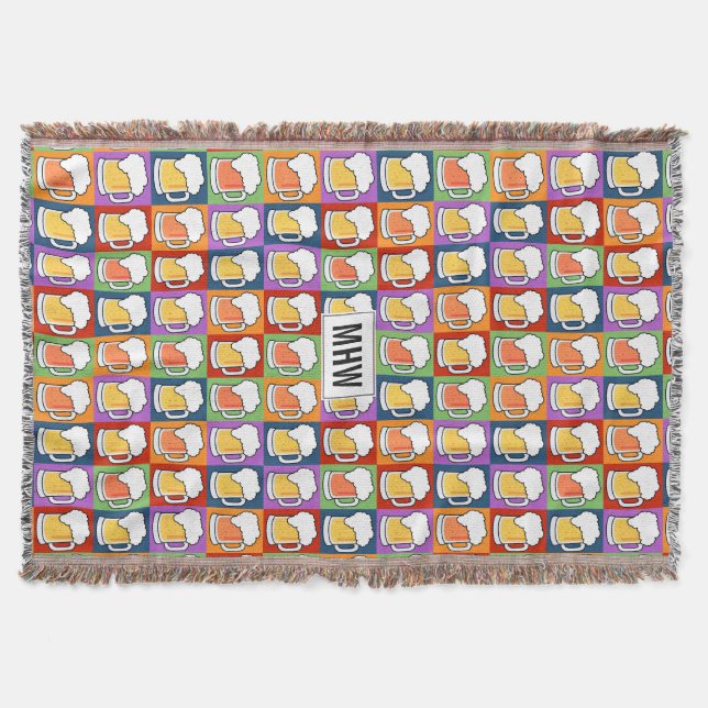 Couverture BEER Pop Art personnalisé monogramme jeter couvert (Devant)