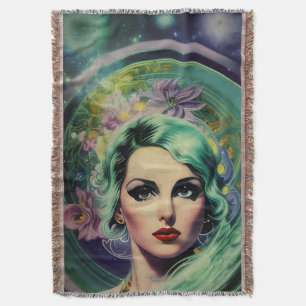Couverture Belle Lavande & Green Retro Style Space Woman