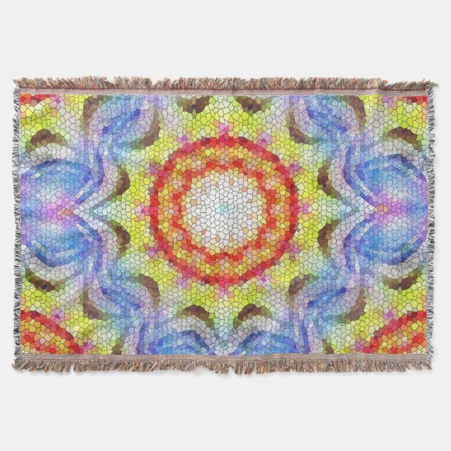 Couverture Belle mosaïque brillante Carreaux soleil Fleur (Devant)