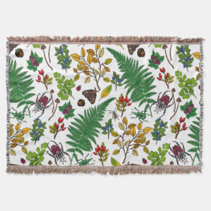 Couverture Berries forestières, feuilles et buissons sur blan