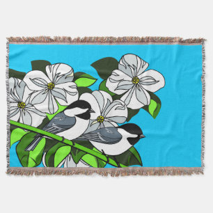 Couverture Bickadee Parmi Les Fleurs De Dogwood