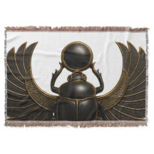 Black & Gold Pharaonic Beetle Throw Blanket