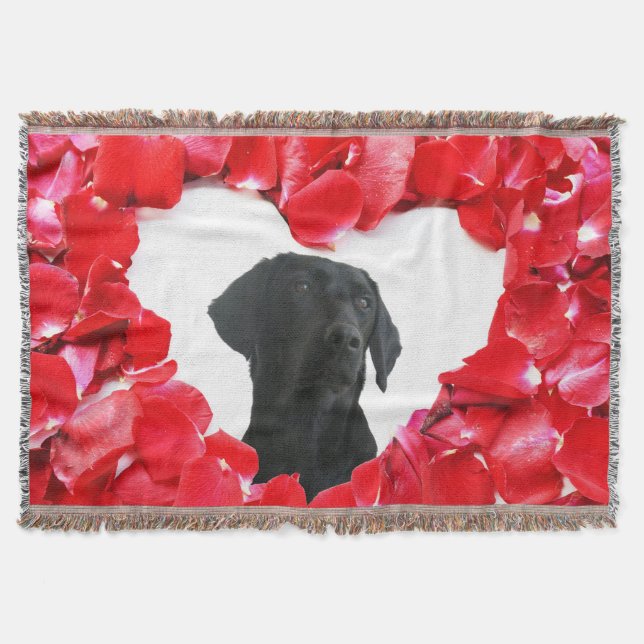 Couverture Black Labrador Chien Rose Coeur Photo Jetée Blanch (Devant)
