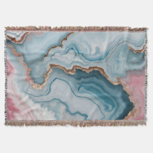 Couverture Bleu clair rose or Agitation marbre Design moderne