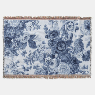 Couverture Bleu d'indigo Toile floral vintage