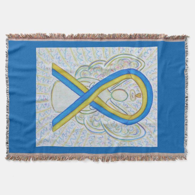 Couverture Bleu et Jaune Sensibilisation Ruban Angel Blanche (Devant)
