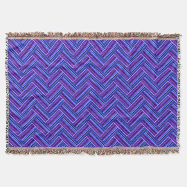 Couverture Bleu et violet rayures double tissage (Devant)