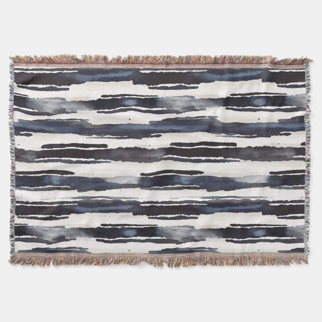 Couverture Bleu Marine Rayures Blanches (Devant)