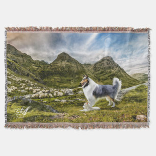 Couverture Bleu Merle Collie Herding Sheep - Personnalisé