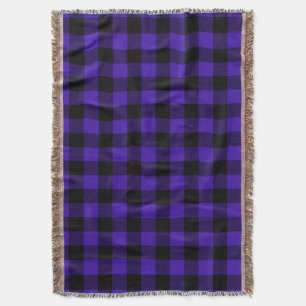 Couverture Bleu Plaid Blanche