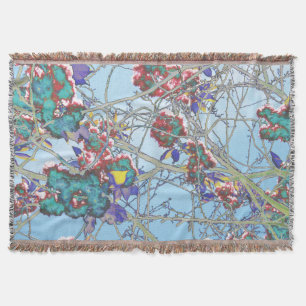 Couverture Bleu rose rouge noir abstrait design floral