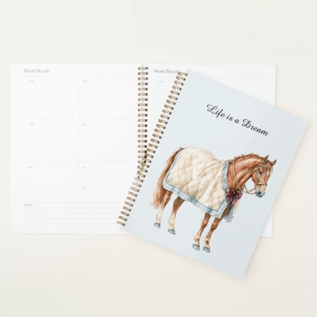 Couverture Bleue Blanche Cheval (Devant avec enveloppe)