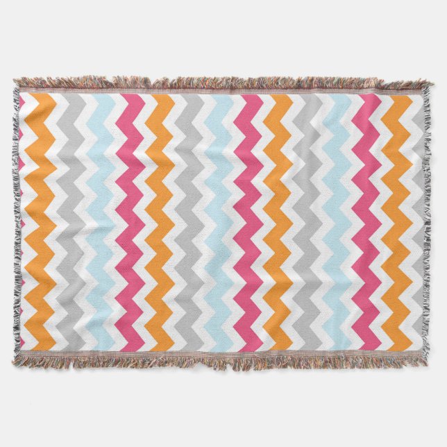 Couverture bleue orange rose de jet de motif de (Devant)